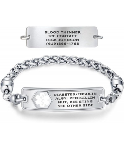 Custom Engraved Medical Alert Bracelets for Women, Stainless Steel Medical Bracelet, Medical ID Bracelet w/Free Engraving – C...