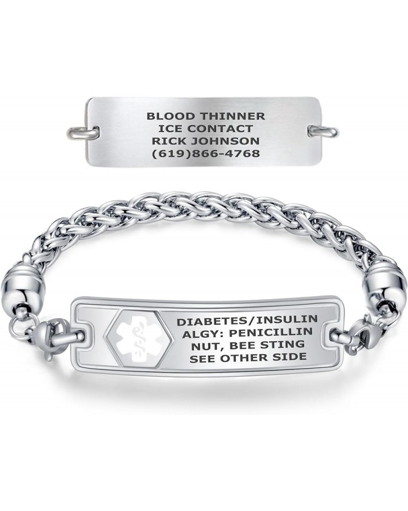 Custom Engraved Medical Alert Bracelets for Women, Stainless Steel Medical Bracelet, Medical ID Bracelet w/Free Engraving – C...