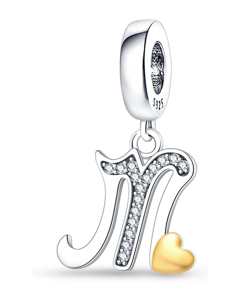 925 Sterling Silver Alphabet Initial Charms Letter Complete A-Z Letters Solid Silver Cubic Zircons Beads Dangle Pendants for ...