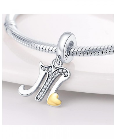 925 Sterling Silver Alphabet Initial Charms Letter Complete A-Z Letters Solid Silver Cubic Zircons Beads Dangle Pendants for ...