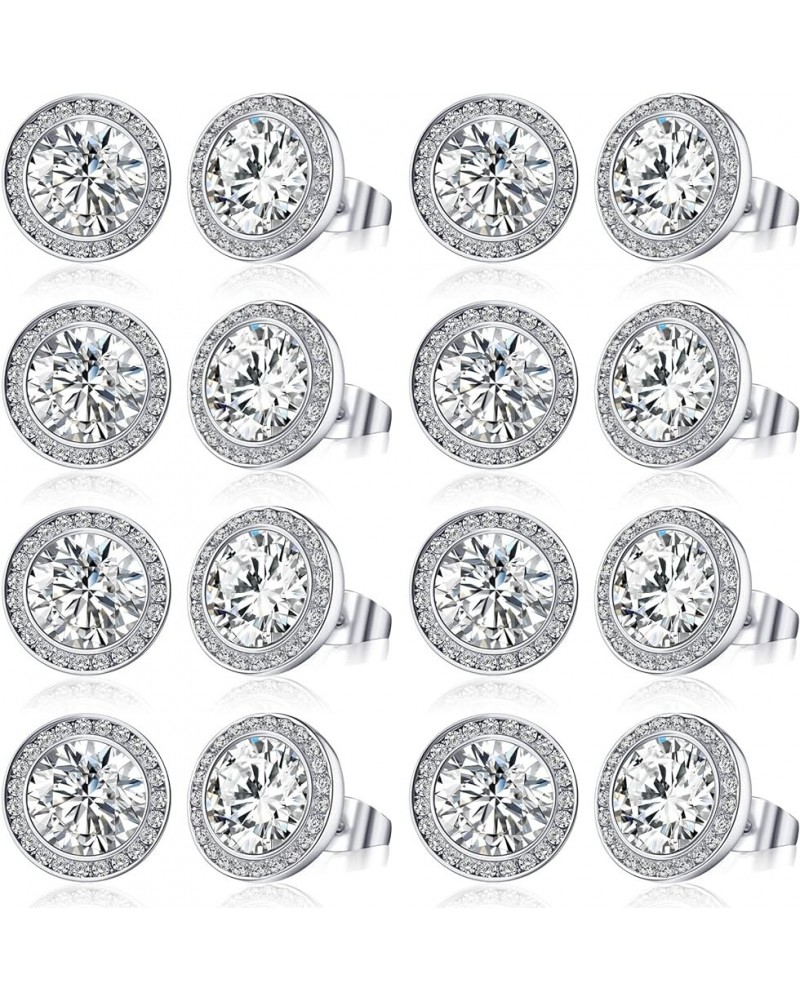 8 Pairs Rhinestone Earrings Competition Dance Earrings for Women Crystal Stud Earrings Round Diamond Earrings Halo Jewelry fo...