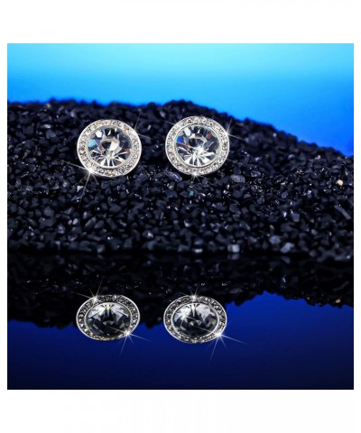 8 Pairs Rhinestone Earrings Competition Dance Earrings for Women Crystal Stud Earrings Round Diamond Earrings Halo Jewelry fo...