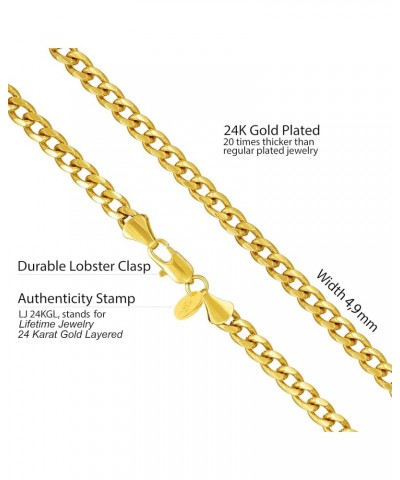 5mm Cuban Link Chain Necklace for Women and Men 24k Gold Plated 18.0 Inches $34.00 Necklaces