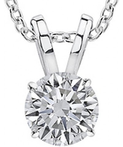 0.5 Carat 14K White Gold Round Diamond 4 Prong Solitaire Pendant Necklace J Color I2 Clarity 0.5 Carat Platinum and White Gol...