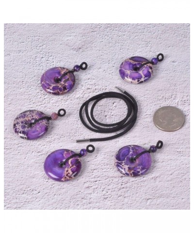 Gemstone 30mm Donut Beads Reiki Chakra Pendant Necklace Handmade Jewelry 22 Inch Purple Sea Sediment Jasper $8.66 Necklaces