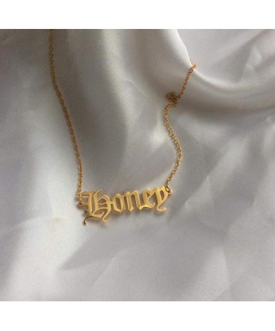 Personalized Name Pendant Necklace,Old English Font Custom Handmade Script Initial Nameplate Necklace Jewelry Gift for Girls ...