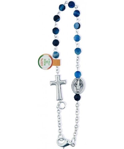 Vatican Imports 2mm Rosary Bracelet with Brazilian Agate Beads | 6 Colors | Spiritual Uses | Christian Jewelry Blue $9.75 Bra...