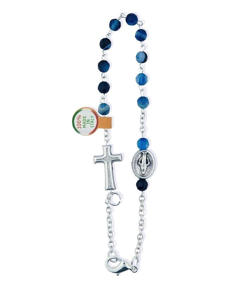 Vatican Imports 2mm Rosary Bracelet with Brazilian Agate Beads | 6 Colors | Spiritual Uses | Christian Jewelry Blue $9.75 Bra...