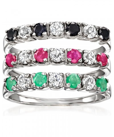 1.50 ct. t.w. Multi-Gemstone Jewelry Set: 3 Rings in Sterling Silver $34.32 Rings