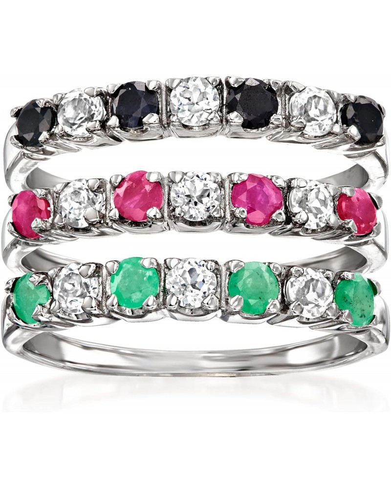 1.50 ct. t.w. Multi-Gemstone Jewelry Set: 3 Rings in Sterling Silver $34.32 Rings