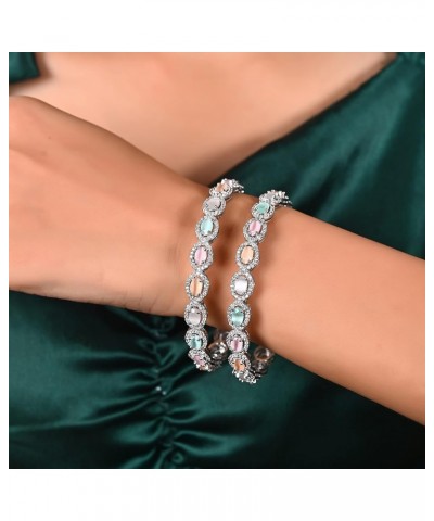 Silver Gold Tone White Red Multi CZ Zirconia Diamond Elegant Bollywood Indian Bangles Jewelry Women MULTI 2.8 $15.08 Bracelets