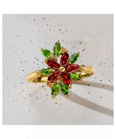 1.20 ct. t.w. Garnet Flower Ring With .90 ct. t.w. Chrome Diopsides and Citrine Accents in 18kt Gold Over Sterling $43.70 Rings