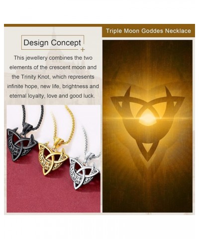 Triple Moon Goddess Necklace Stainless Steel/18K Gold Plated Wiccan Jewelry for Women with Delicate Packaging Personalized Cu...