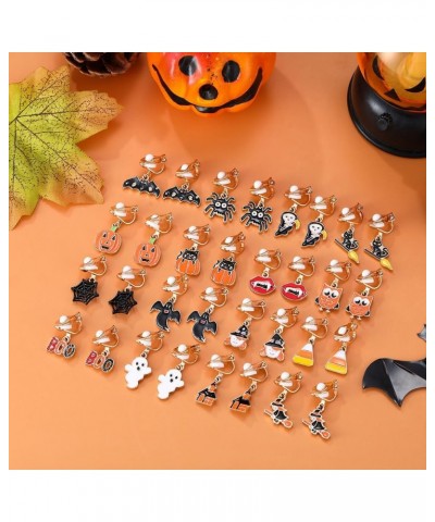 16 Pairs Clip on Halloween Earrings for Women Teen Girls Halloween Clip on Dangle Earrings Set Spooky Ghost Pumpkin Spider Ba...