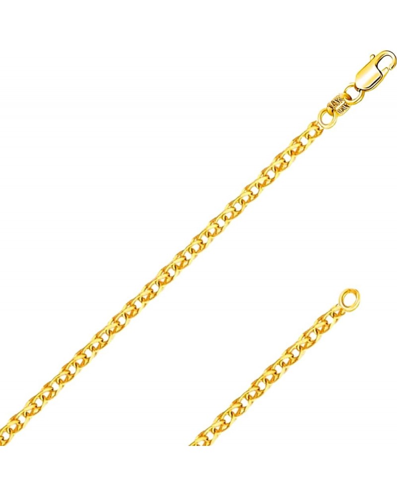 REAL Solid 14K Yellow Gold 1.50mm,1.7mm, 2.0mm Flat Open Wheat Spiga Chain Necklace with Lobster Claw Clasp | Multiple Length...