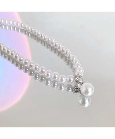 Pearl Necklaces for Women, Artificial Large Pearl Cream White/Gray Round Pearl Choker Dainty Pearl Beaded Necklace Charm Gift...