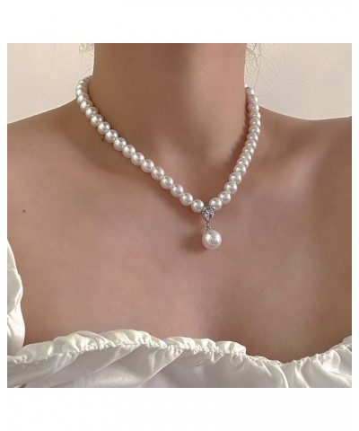 Pearl Necklaces for Women, Artificial Large Pearl Cream White/Gray Round Pearl Choker Dainty Pearl Beaded Necklace Charm Gift...