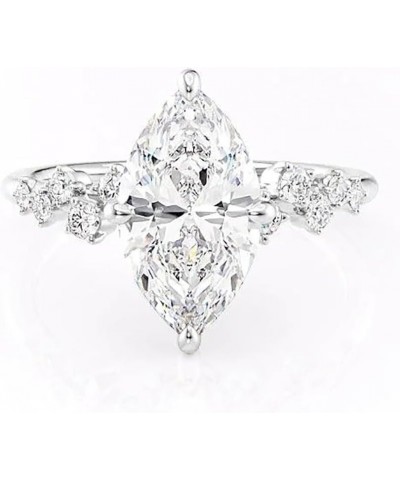 10K 14K 18K Solid Gold Moissanite Rings for Women, Marquise Cut 1/1.5/2/2.5/3 Carat Center Moissanite Wedding Engagement Ring...