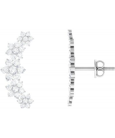 HI-SI Diamond Floral Inspired Ear Crawler Climber Studs, Cartilage Piercing Flower Earrings for Her 925 Sterling Silver $370....