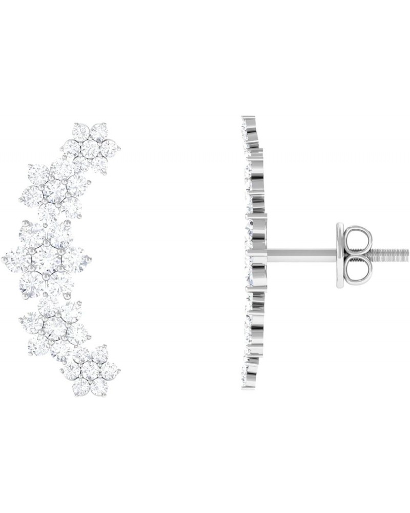 HI-SI Diamond Floral Inspired Ear Crawler Climber Studs, Cartilage Piercing Flower Earrings for Her 925 Sterling Silver $370....