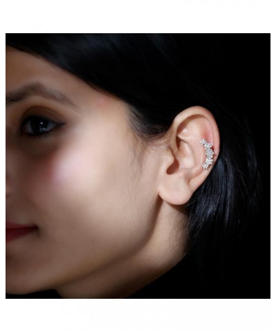 HI-SI Diamond Floral Inspired Ear Crawler Climber Studs, Cartilage Piercing Flower Earrings for Her 925 Sterling Silver $370....