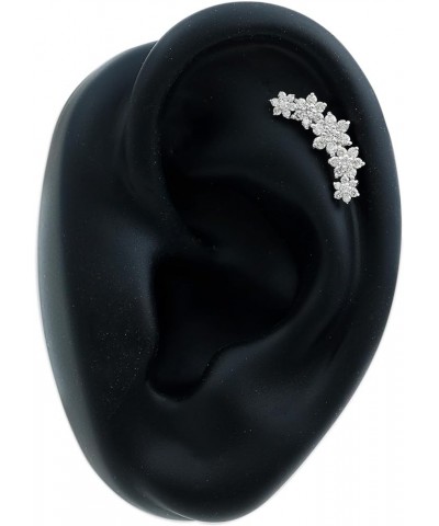 HI-SI Diamond Floral Inspired Ear Crawler Climber Studs, Cartilage Piercing Flower Earrings for Her 925 Sterling Silver $370....