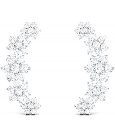 HI-SI Diamond Floral Inspired Ear Crawler Climber Studs, Cartilage Piercing Flower Earrings for Her 925 Sterling Silver $370....