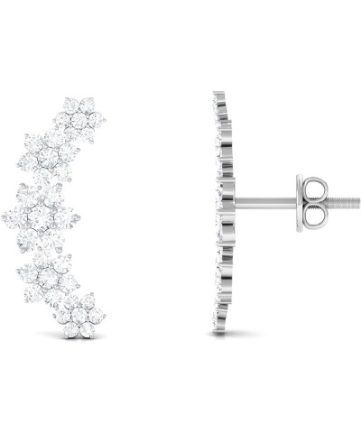 HI-SI Diamond Floral Inspired Ear Crawler Climber Studs, Cartilage Piercing Flower Earrings for Her 925 Sterling Silver $370....