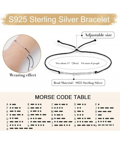 S925 Sterling Silver Morse Code Bracelets for Women, 2pcs Morse Code Bracelets Set Pinky Promise Matching Bracelets for Coupl...