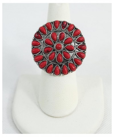 Bohemian Squash Blossom howlite Stretch Band Ring Red $12.03 Rings