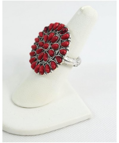 Bohemian Squash Blossom howlite Stretch Band Ring Red $12.03 Rings