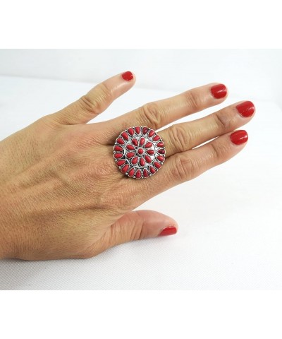 Bohemian Squash Blossom howlite Stretch Band Ring Red $12.03 Rings