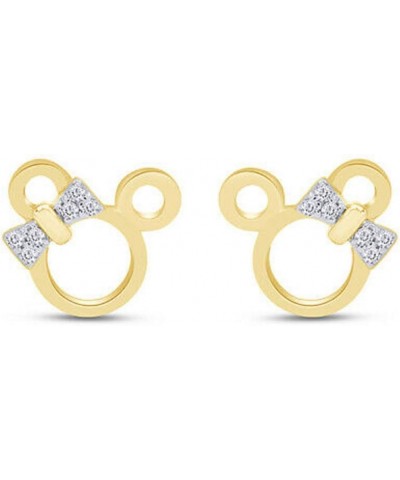 Created Round Cut White Diamond 925 Sterling Silver 14K Yellow Gold Over Minnie Mouse Stud Earring for Women's & Girl's $25.0...