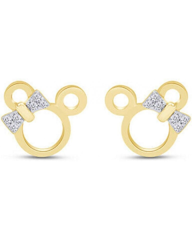 Created Round Cut White Diamond 925 Sterling Silver 14K Yellow Gold Over Minnie Mouse Stud Earring for Women's & Girl's $25.0...