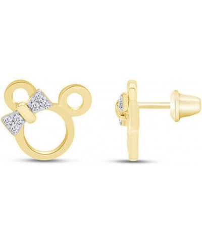 Created Round Cut White Diamond 925 Sterling Silver 14K Yellow Gold Over Minnie Mouse Stud Earring for Women's & Girl's $25.0...