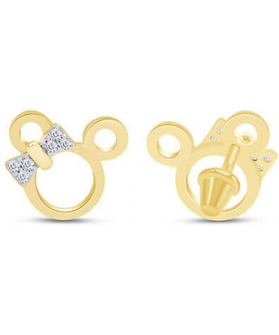 Created Round Cut White Diamond 925 Sterling Silver 14K Yellow Gold Over Minnie Mouse Stud Earring for Women's & Girl's $25.0...