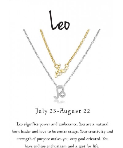 18K Gold Plated 12 Zodiac Sign Letter Pendant Necklace for Women Girls, 18" Birthday Gift Leo: 7.23-8.22 Yellow & White Gold ...