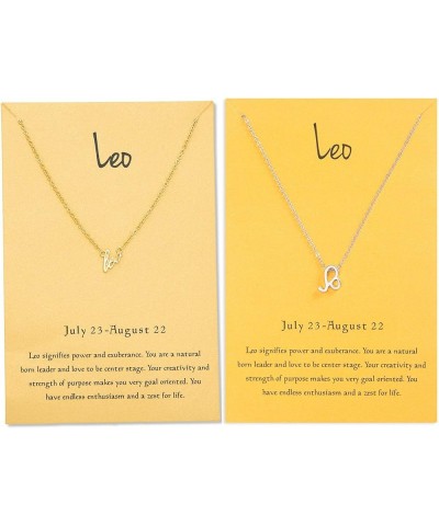 18K Gold Plated 12 Zodiac Sign Letter Pendant Necklace for Women Girls, 18" Birthday Gift Leo: 7.23-8.22 Yellow & White Gold ...