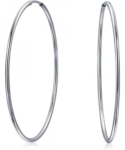 Thin Simple Minimalist Round Shaped Endless Continuous Tube Hoop Earrings For Women Teens .925 Sterling Silver.5, 75, 1, 1.5,...