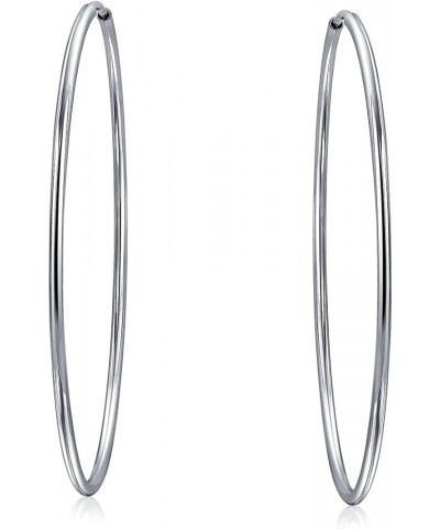 Thin Simple Minimalist Round Shaped Endless Continuous Tube Hoop Earrings For Women Teens .925 Sterling Silver.5, 75, 1, 1.5,...