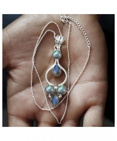 Natural Moonstone Labradorite Lapis Pendant Multi Gemstone 925 Silver Overlay Pendant With 18 Inches Chain Labradorite $11.39...