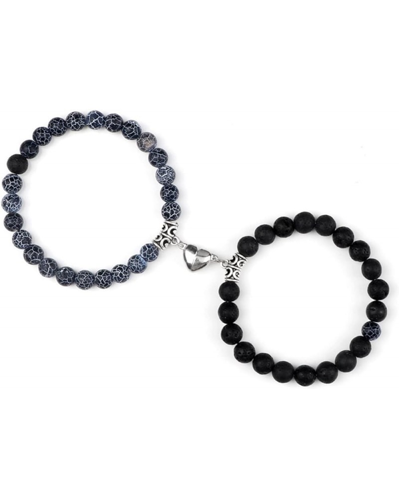 New 2Pcs/Set Beads Bracelet for Lovers Natural Stone Distance Heart Magnet Couple Bracelets Friendship Fashion Jewelry Gift (...