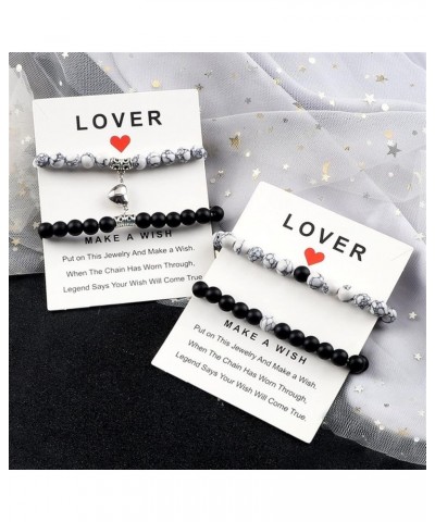 New 2Pcs/Set Beads Bracelet for Lovers Natural Stone Distance Heart Magnet Couple Bracelets Friendship Fashion Jewelry Gift (...