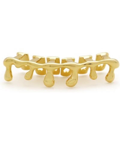 Teardrop Bottom Grillz 6 Teeth Lower Teeth Drip Cap Grillz for Men Women Halloween Costume Cosplay Gold $8.11 Body Jewelry