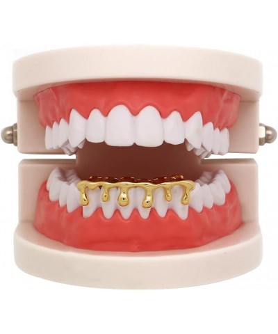 Teardrop Bottom Grillz 6 Teeth Lower Teeth Drip Cap Grillz for Men Women Halloween Costume Cosplay Gold $8.11 Body Jewelry