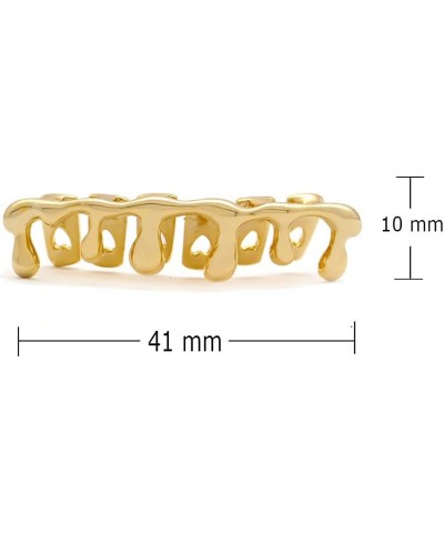 Teardrop Bottom Grillz 6 Teeth Lower Teeth Drip Cap Grillz for Men Women Halloween Costume Cosplay Gold $8.11 Body Jewelry