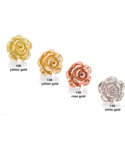 Solid 18K Yellow Gold Rose Flower Stud Earrings Handcrafted style 3/8 inch with Post and Friction Back | 2.6g $156.62 Earrings