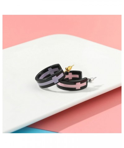 Tokyo TYO Revenge Style Cosplay Jewelry Accessories Takashi Mitsuya Cross Earring - Pink (Piercing) $7.12 Earrings