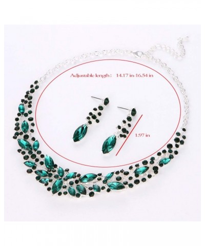 Youfir Austrian Crystal Rhinestone Bridal Wedding Necklace and Earrings Jewelry Sets for Women Green $14.00 Jewelry Sets