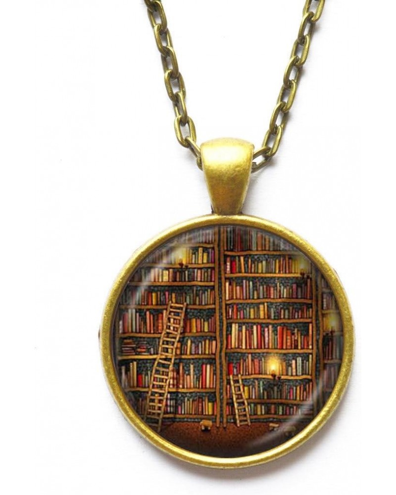 Vintage Library necklace , Librarian pendant ,Books jewelry , writer ,teacher , book nerd necklace $6.43 Necklaces